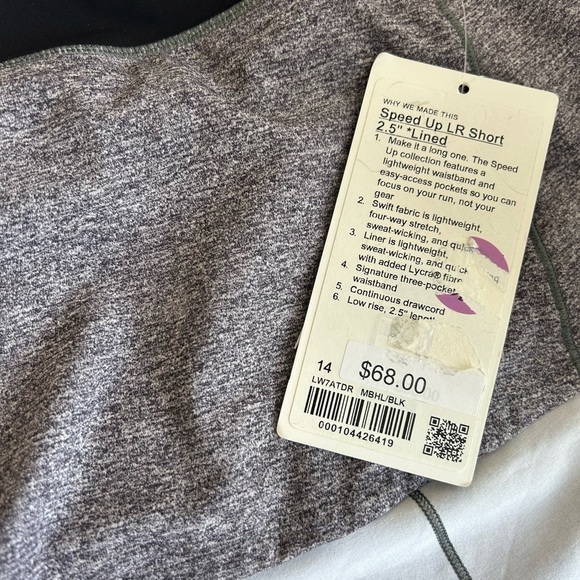 Lululemon Women's Speed Up Low-Rise Lined Shorts, size 14 NWT - Picture 2 of 3